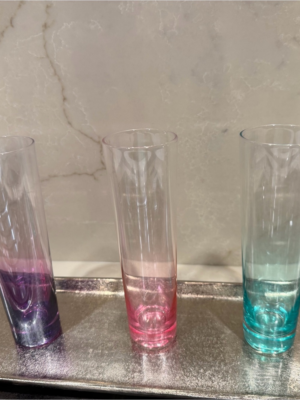 Set of Three Ombre Tall Glasses - Pink, Purple, Teal